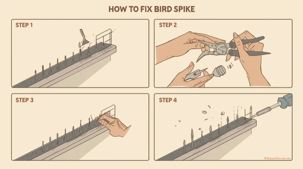 how to fix bird spikes 