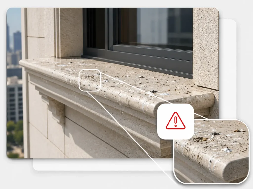 why pigeons land on ledges in Dubai